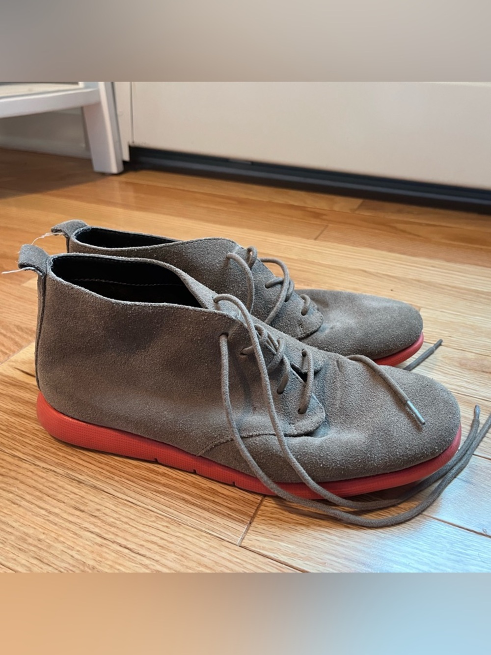 Women’s Grey Aergo by Aerosoles Suede Lace-Up Shoes with Orange Sole